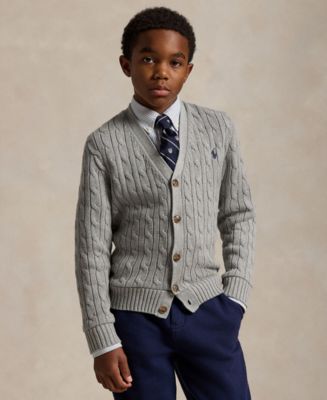 Polo Ralph Lauren Big Boys Cable-Knit Cotton V-Neck Cardigan