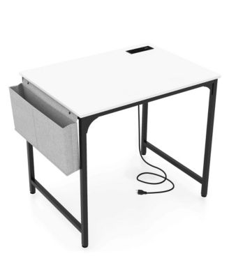 32" Computer Desk Small with Charging Station Storage Bag & Headphone Hook
