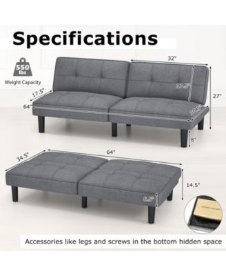 Convertible Folding Futon Sofa Bed with 6-Position Adjustable Backrest