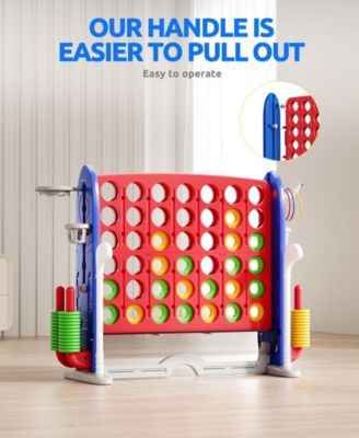Giant 4-in-A Row Game Set for Kids and Adults with Basketball Hoop and Bag