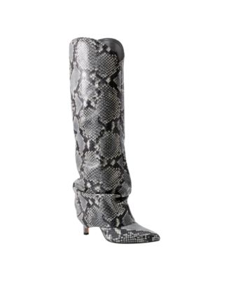 NWB Marc Fisher Women's Retire2 top Pointed Toe Booties 10M Block Heel Snake Print