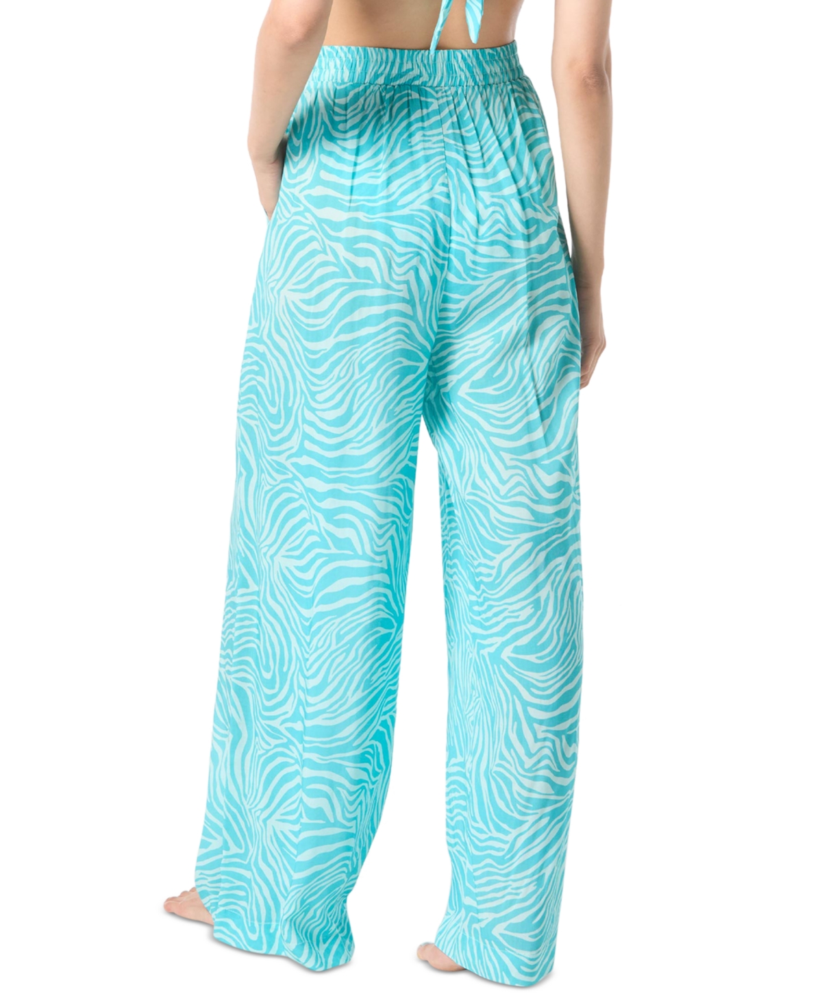 Vince Camuto Womens Printed Knotted Bikini Top Printed Cover Up Pants In Oasis