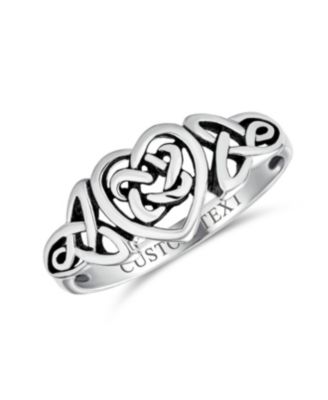 Dainty Best Friends Irish Celtic Love Knots BFF Infinity Heart Promise Ring 1MM Band Oxidized Sterling Silver