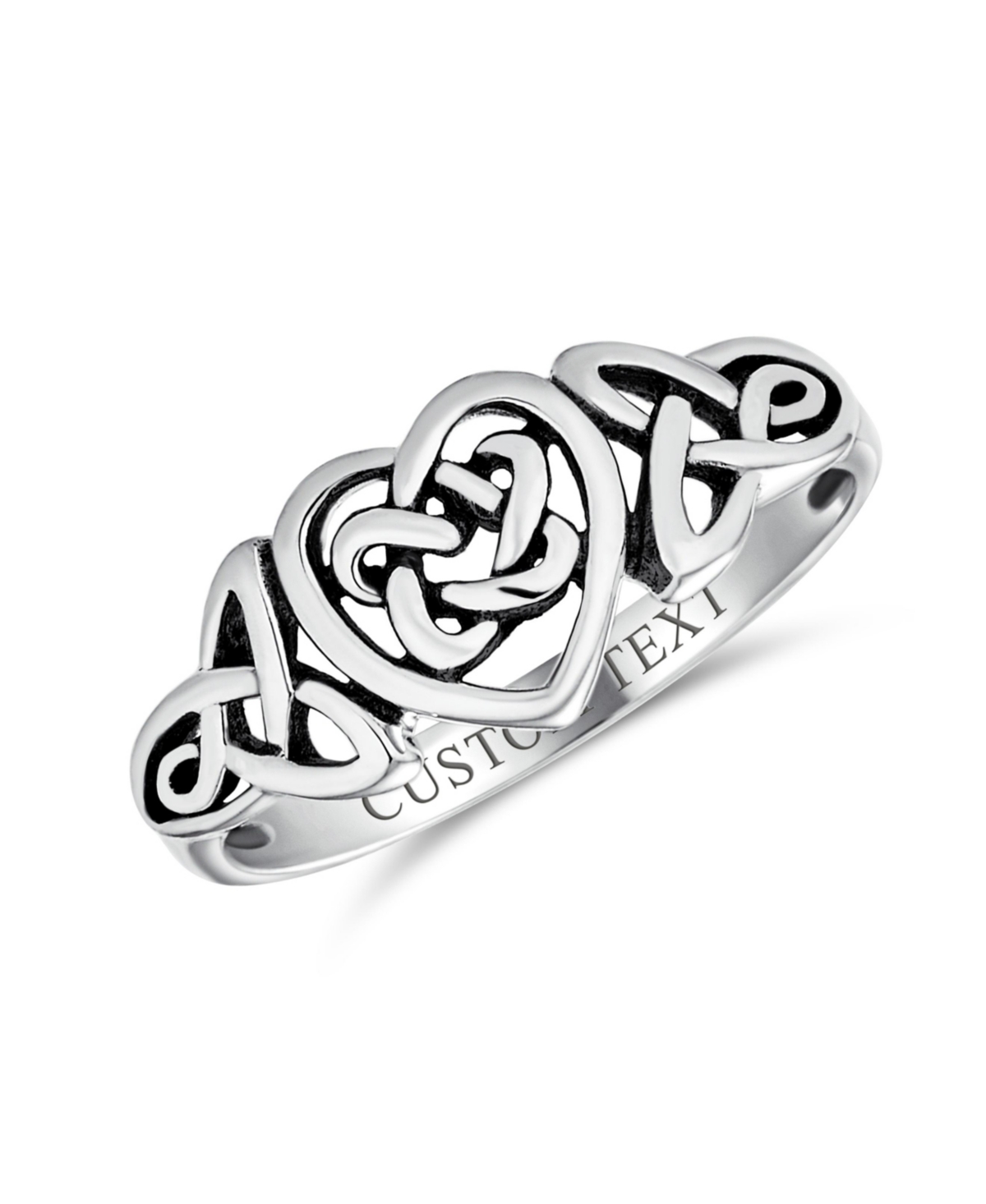 Bling Jewelry Dainty Best Friends Irish Celtic Love Knots Bff Infinity Heart Promise Ring 1MM Band For Women Oxidized Sterling- Silver