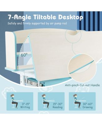 Kids Study Desk with 7-Level Tiltable Desktop Adjustable Height Pull Out Drawer