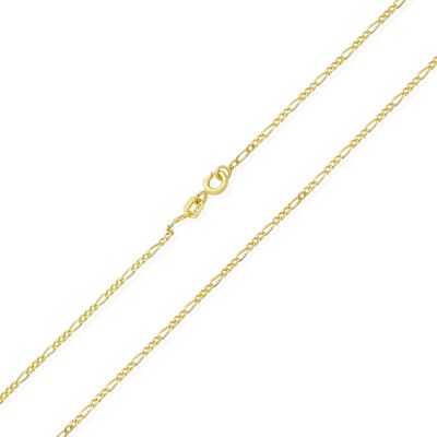 Thin Lightweight 1.2MM Strong Solid Gold Plated Sterling Silver Figaro Link Chain Necklace