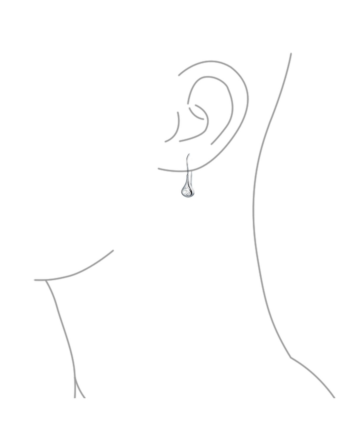 Bling Jewelry Carved Etched Puffed Pear Shaped Rain Drop Teardrop Earrings For Women Fishhook Sterling- Silver
