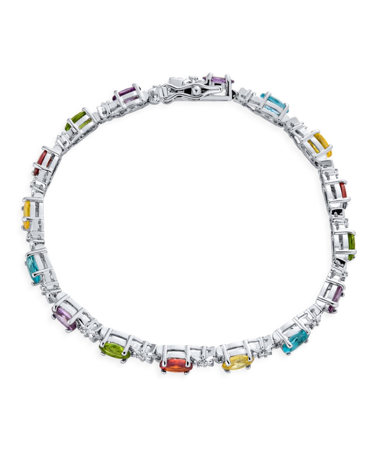 Bling Jewelry Jewelry Alternating Cubic Zirconia 6x4MM Oval Shape Cz 12 Ct Multi Colored Tennis Bracelet Teardrop For Women Inch