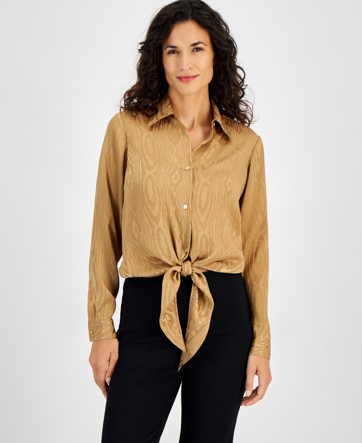 Michael Michael Kors Women's Long-Sleeve Tie-Hem Shirt