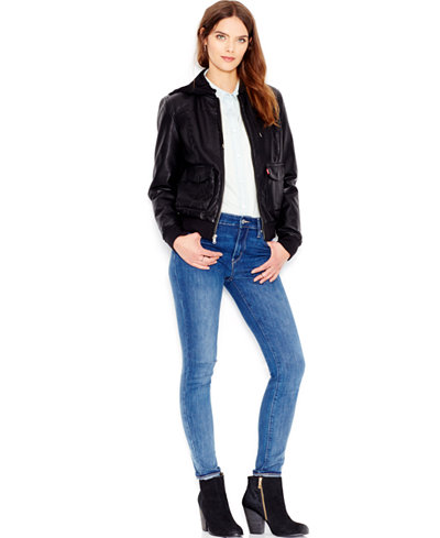 Levi's® Hooded Faux-Leather Bomber Jacket - Coats - Women - Macy's