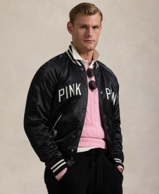 Unisex Pink Pony Satin Baseball Jacket