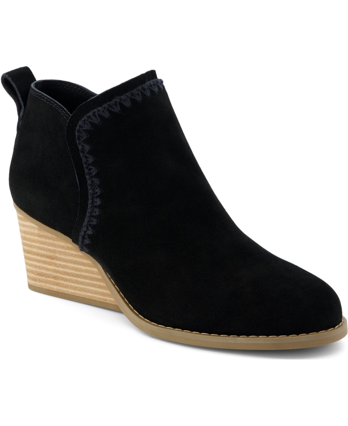 Shop Toms Women's Kaia Wedge Booties In Black Suede
