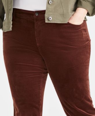 Plus Size High-Rise Straight-Leg Corduroy Pants