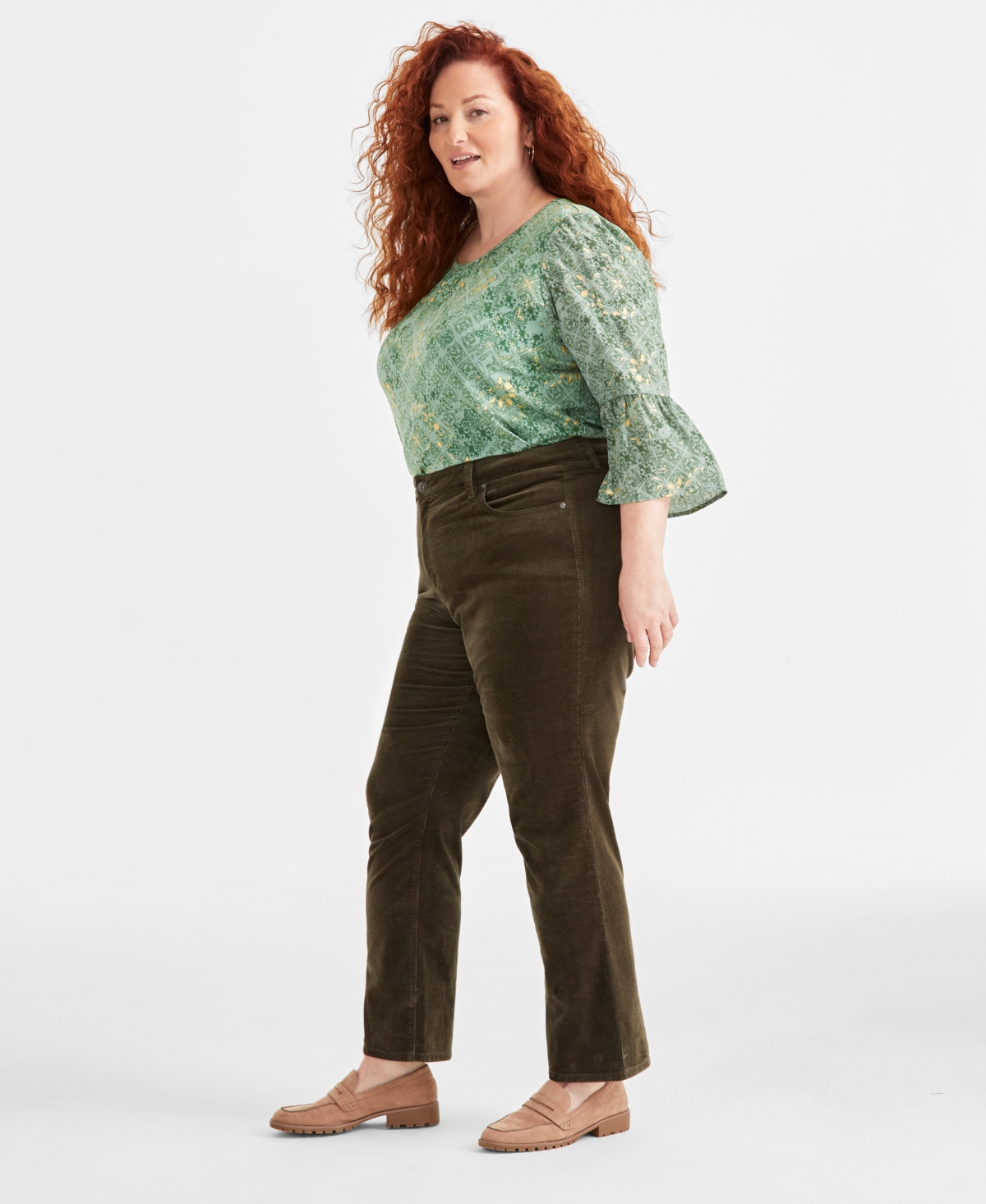 STYLE & CO PLUS SIZE HIGH-RISE STRAIGHT-LEG CORDUROY PANTS, CREATED FOR MACY'S 