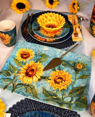 Golden Sunflowers Rectangular Platter