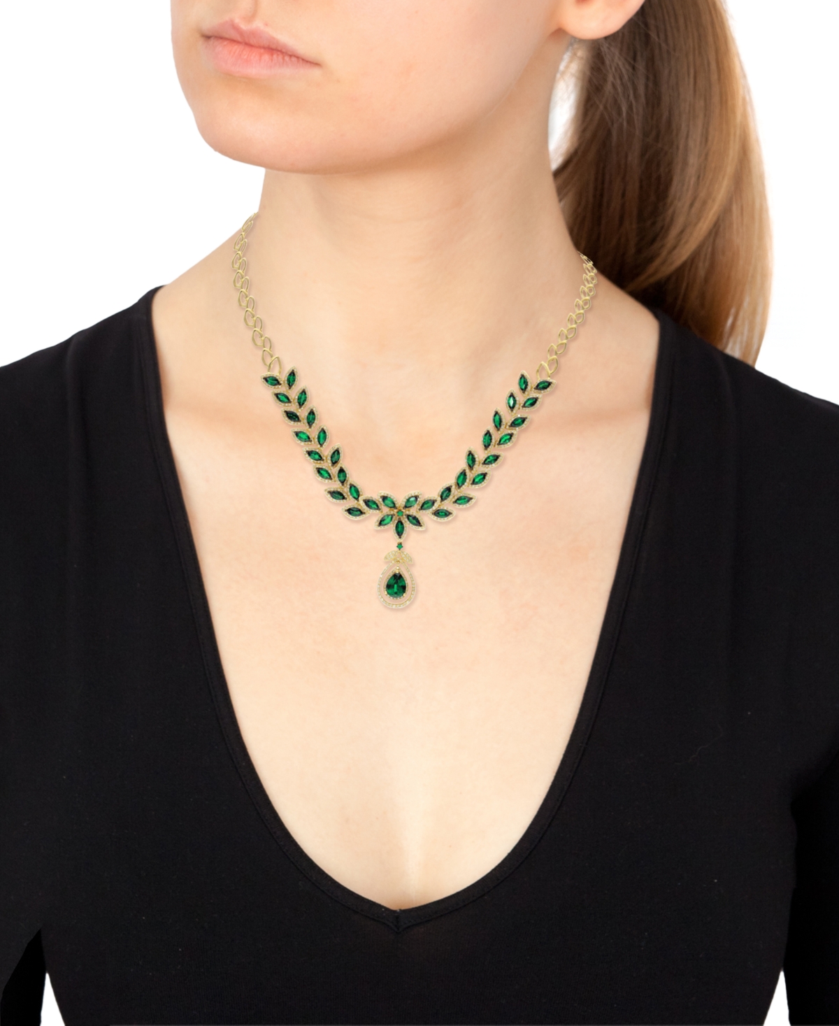 Brasilica by Effy(11-3/4 ct. t.w.) and Diamond (2-3/4 ct. t.w.) Pendant Necklace in 14k Gold, Created for Macy's - Emerald/Yellow Gold