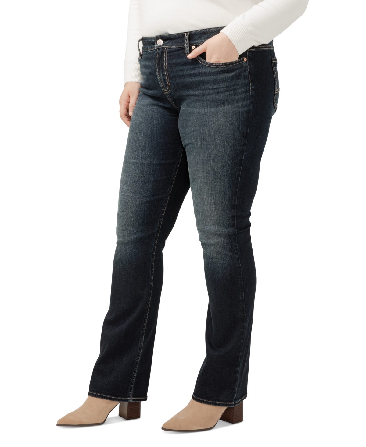 Silver Jeans Co. Plus Size Elyse Mid-Rise Comfort-Fit Slim Bootcut Jeans