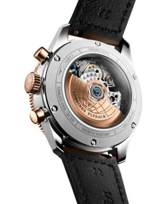 Men's Swiss Automatic Chronograph Spirit Flyback Brown Leather Strap Watch 42mm