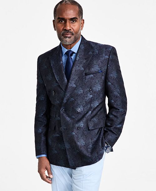 alfani Tayion Collection Men's Classic-Fit Jacquard Double-Breasted Dinner Jacket Men's Fashion & Accessories