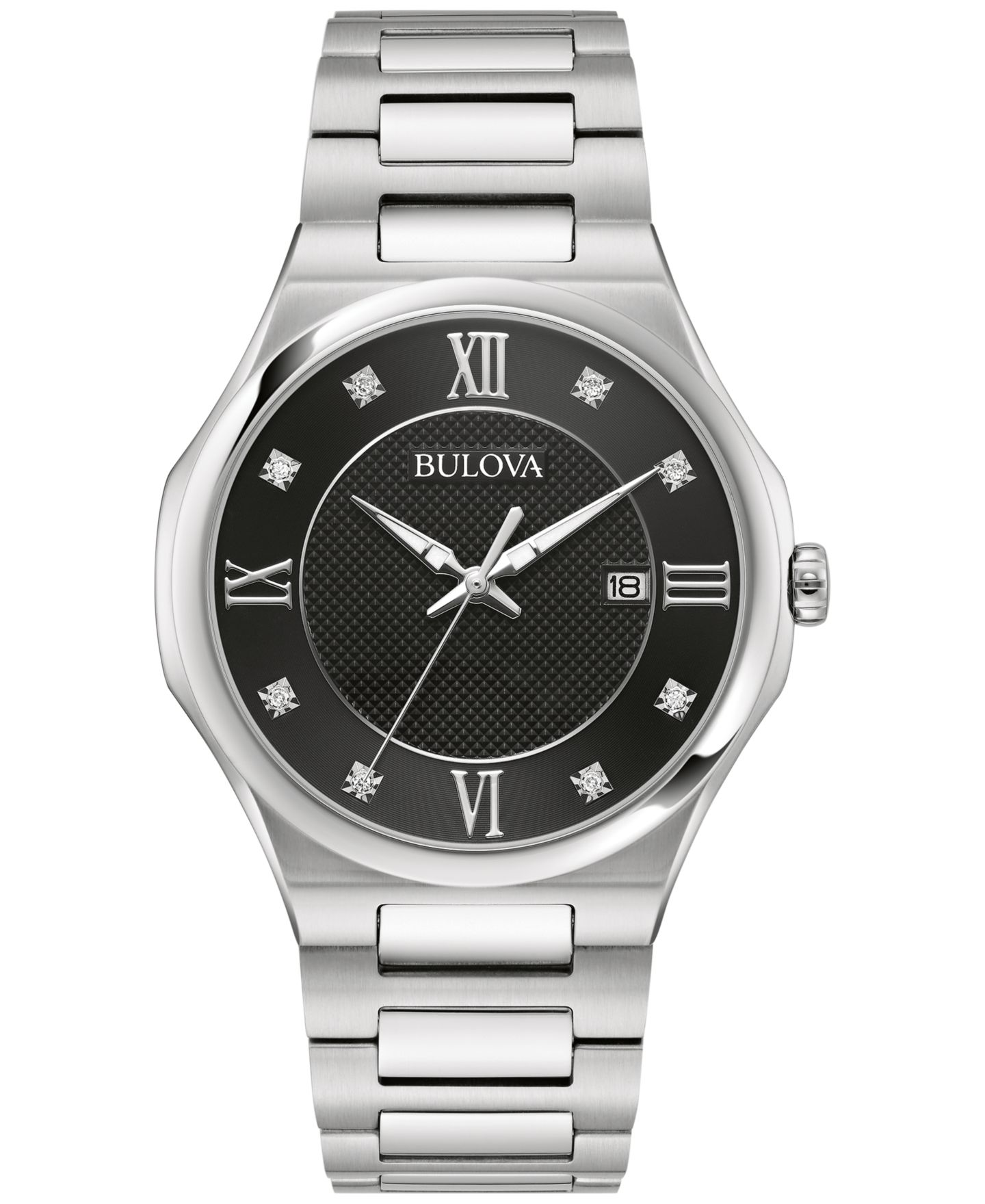 Мужские часы Bulova Diamond Accent Stainless Steel Bracelet Watch 41mm — фото 1