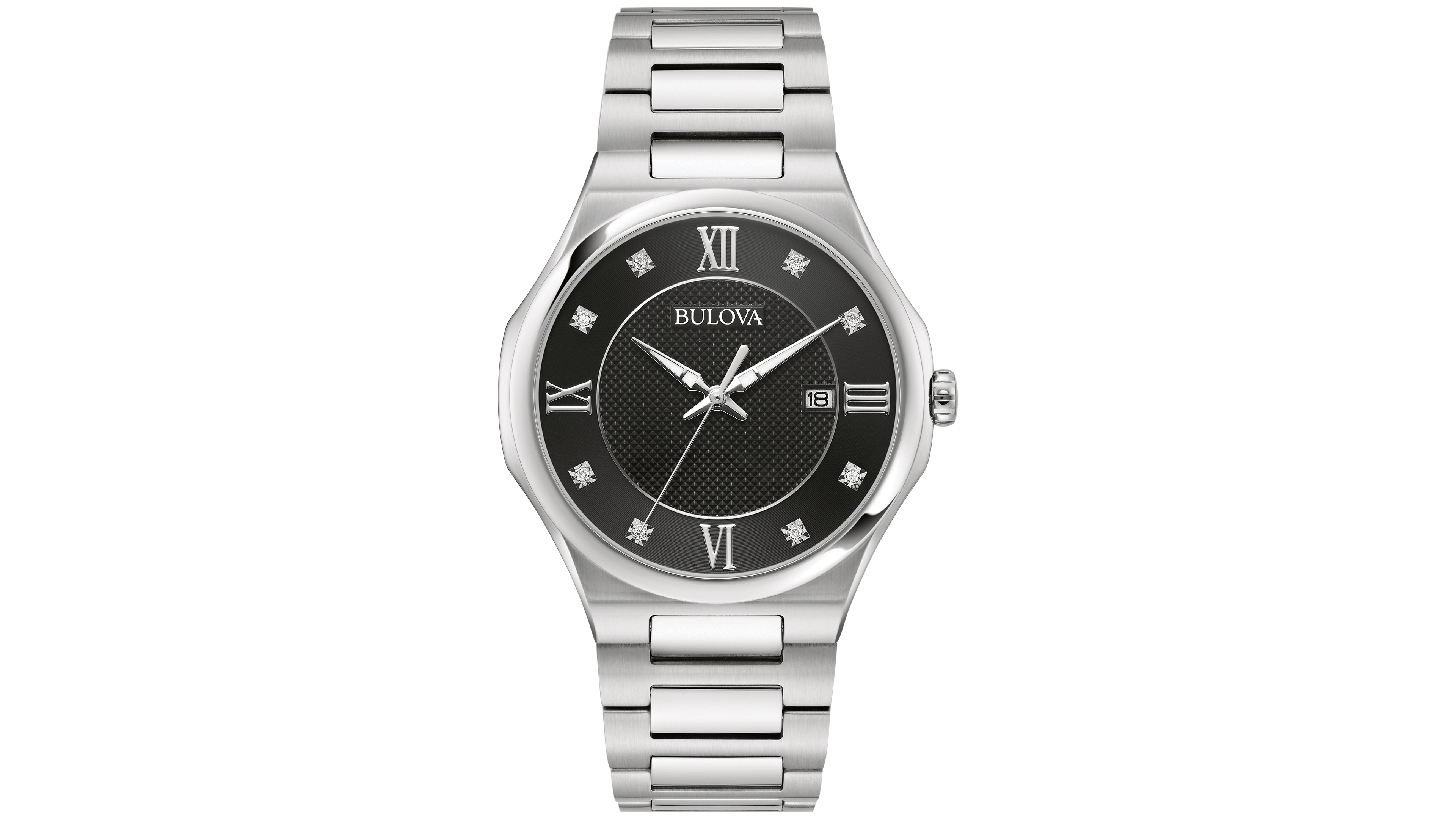 Bulova Men's Diamond Accent Stainless Steel Bracelet Watch 41mm
