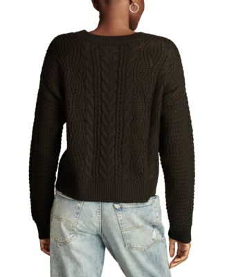 Women's Open-Knit-Yoke Crewneck Sweater