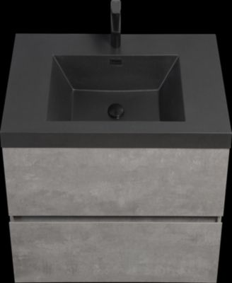 36&amp;#x22; MFC &amp; Quartz Sand Wall-Mounted Design, Soft-Close Hinges &amp; Water-Resistant Finish Bathroom Vanity