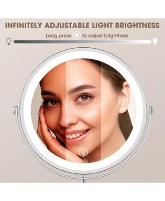 Lighted Makeup Mirror with 10X Magnification, 3 Color Modes & Adjustable Brightness, Double-Sided Vanity Mirror with LED Lights