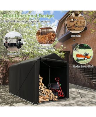 7 x 5.2FT Storage Shelter Outdoor Bike Tent with Waterproof Cover and Zipper Door-Gray