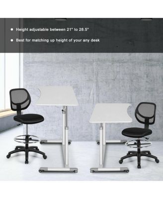 1Pc Adjustable Height Mid-Back Mesh Drafting Chair with Footrest – Ergonomic Swivel Office Chair