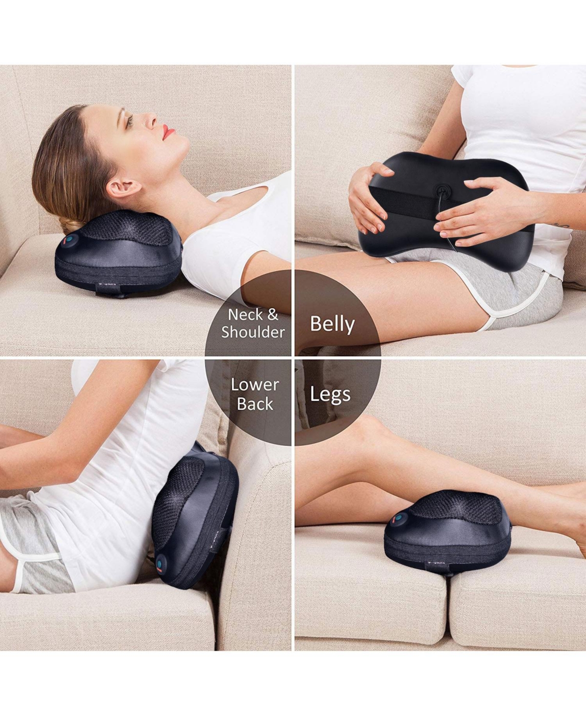 Sugift Shiatsu Pillow Massager with Heat Deep Kneading for Shoulder Neck and Back