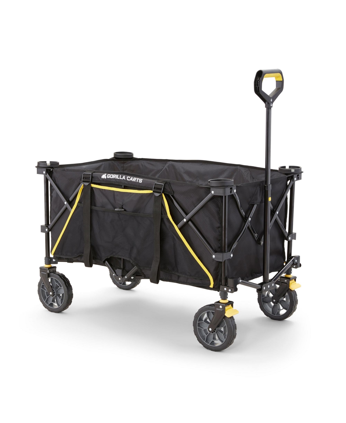 7 Cu Ft Collapsible Outdoor Utility Wagon,Oversize Bed, Black - Black