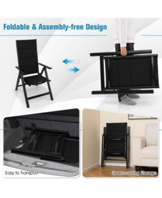 Outdoor Dining Chair with Soft Padded Seat and 7-Position Adjustable Backrest