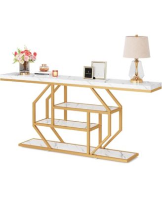 70.9 inch Extra Long Console Table, Modern Sofa Table Behind Couch with Storage, 4 Tier Entryway Accent Table for Living Room, Hallway, Entrance, Foyer
