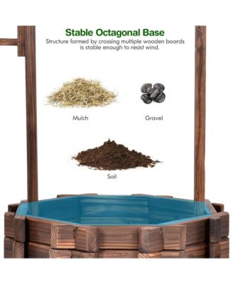 Outdoor Wooden Wishing Well Bucket Flower Plants Planter Patio Garden Home Decor