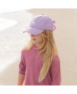 Girls  Rainbow Unicorn Bow Baseball Hat in Lavender