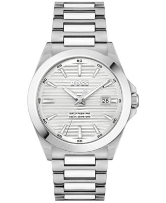 BOSS l Zone 時計 ステンレス Hugo Boss Men's Strike Quartz Basic Calendar Stainless Steel Watch