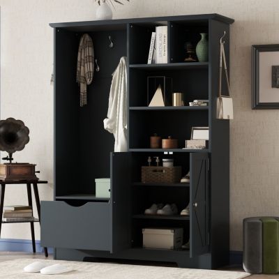 Streamdale Elegant Hall Tree Shoe Cabinet, Bench, Coat Rack