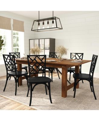 Mara Solid Wood Dining Chair With Stackable Design, Ornate Seat Back Accenting, And Elegant Finish