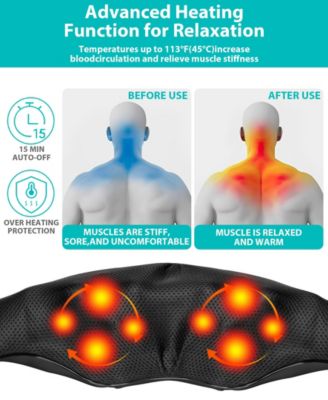 Shiatsu Neck and Shoulder Massager with Heat, 8 Deep-Kneading Nodes