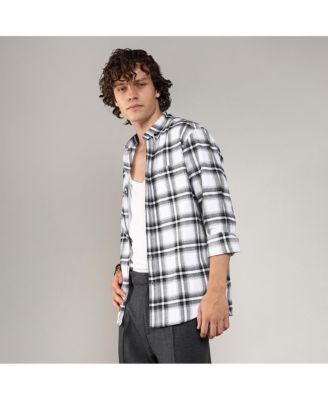 Men's Chalk White & Midnight Black Brushed Buffalo Check Shirt
