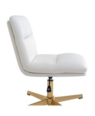 Mid-Back Upholstered Swivel Office Chair – Height-Adjustable Armless Design with Padded Seat & Back, Stationary Strong Frame