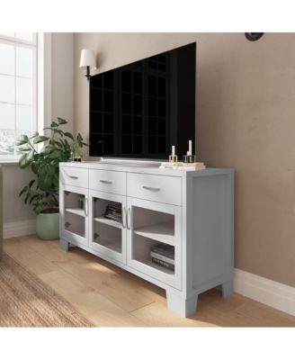 Samson Three-Drawer Engineered Wood Buffet Sideboard Cabinet With Three Tempered Glass Cabinet Doors For Dining Room/Kitchen