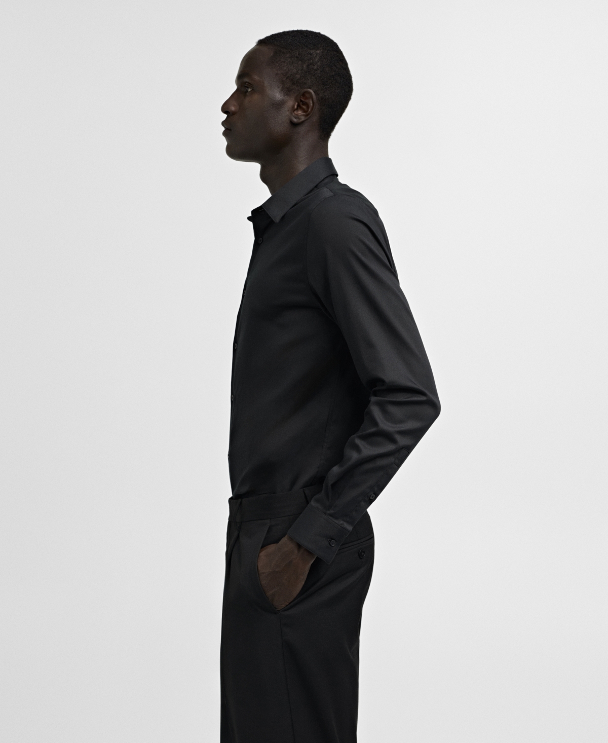 Mango Men's Slim-fit Cotton Poplin Dress Shirt In Black