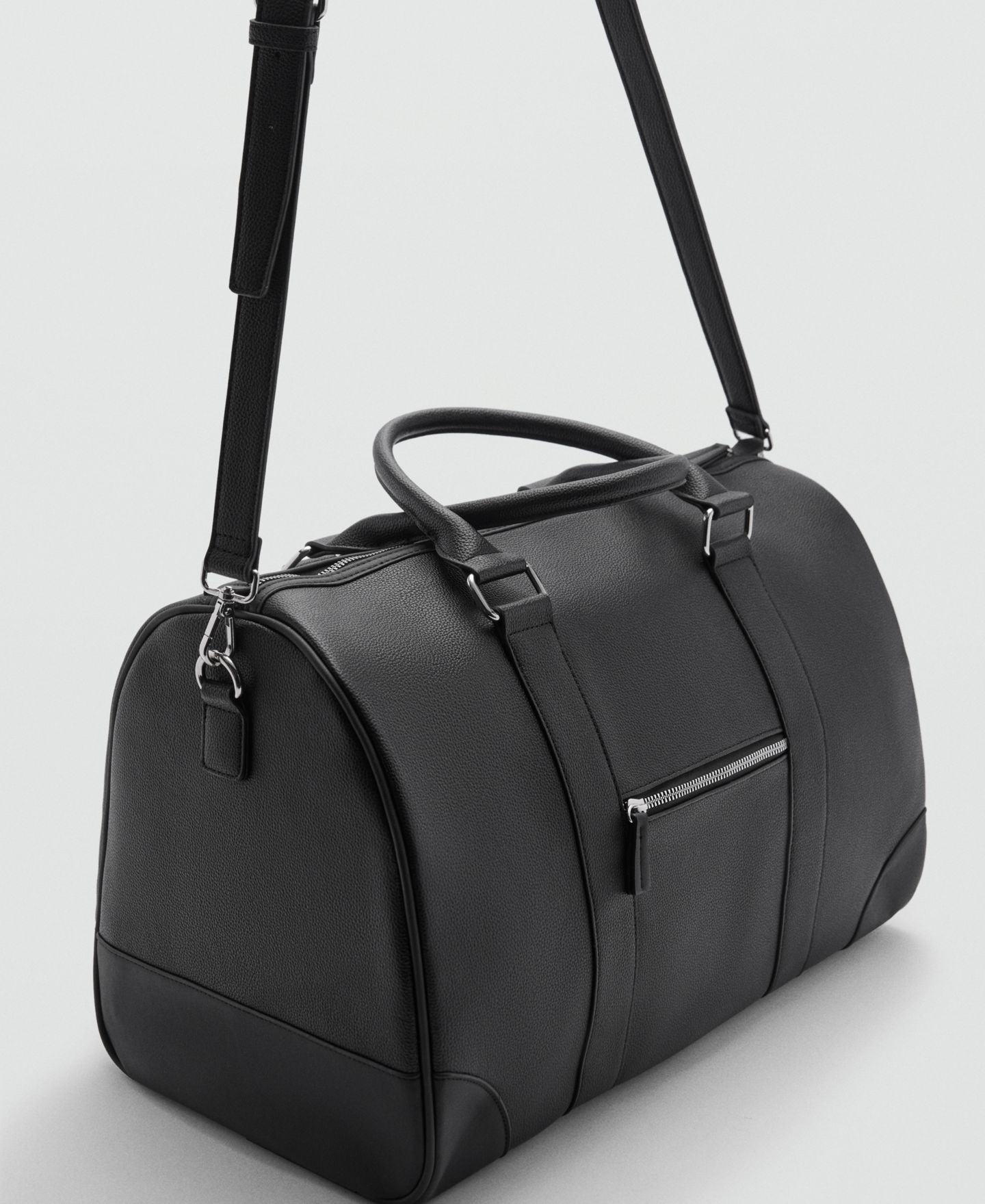 Мужская сумка MANGO Patent Leather-Effect Bowling, цвет: Чёрный — фото 3