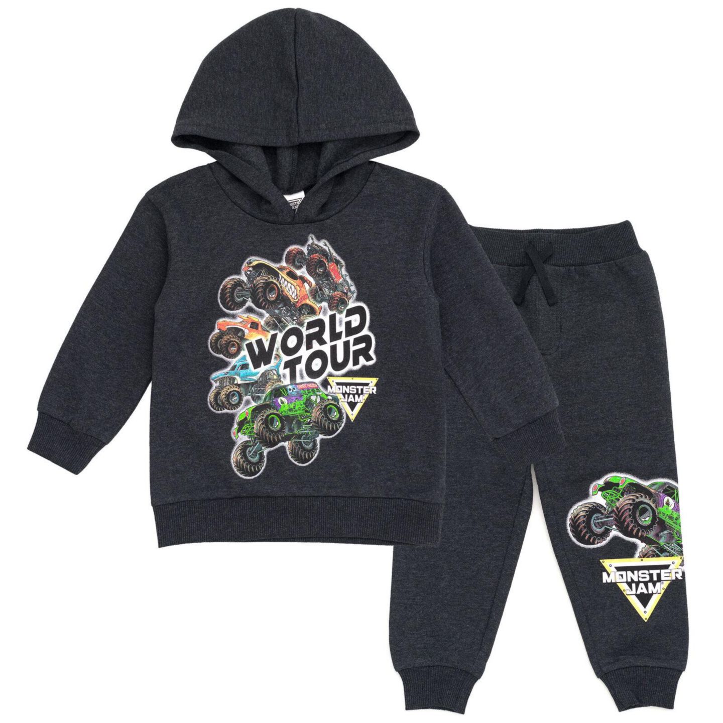 Комплект Monster Jam Fleece 2-Piece Hoodie and Pants Set для мальчиков-малышей, цвет: Угольный меланжевый — фото 1