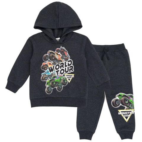 Комплект Monster Jam Fleece 2-Piece Hoodie and Pants Set для мальчиков-малышей, цвет: Угольный меланжевый