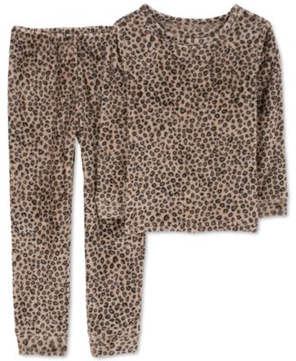 Carter's - Little & Big Girls Fuzzy Velboa Cheetah-Print Pajamas, 2 Piece Set