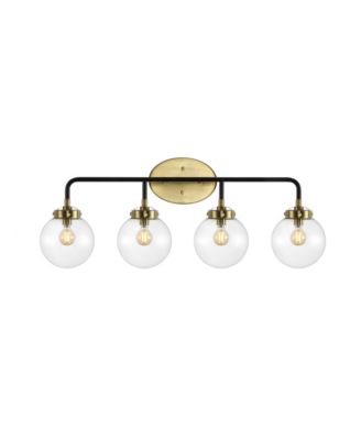 Caleb 30.75" 4-Light Contemporary Transitional Iron/Glass LED Vanity Light, Brass