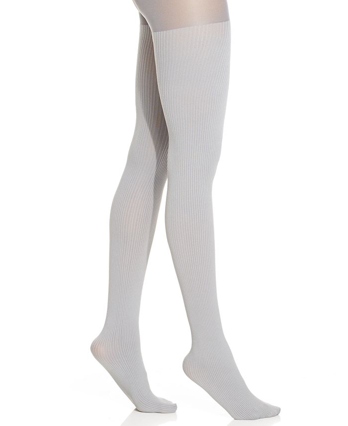 Hue Ribbed Opaque Tights with Control Top Tights - Macy's
